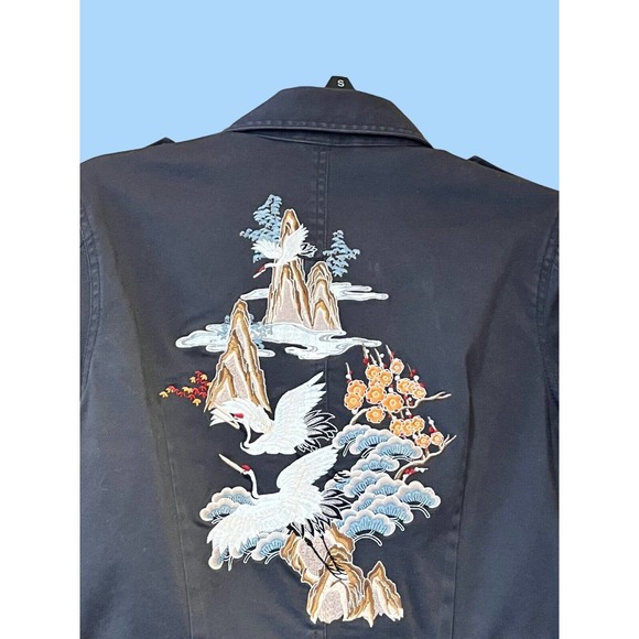 Lucky Brand Jacket Womens S Gray Embroidered Military Cargo Utility - Picture 5 of 6